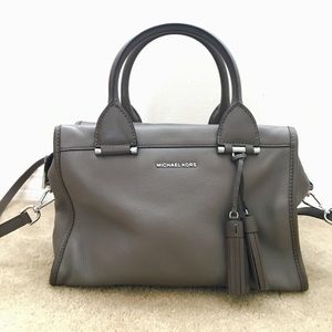Michael Kors Geneva Large Leather Satchel grey
